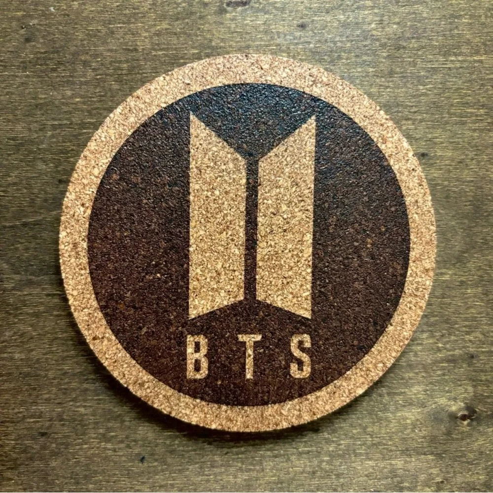 BTS Logo Laser Engraved Cork Coaster